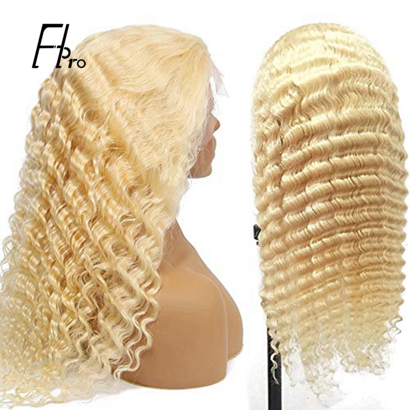 High Density 613# Blonde Full Lace Wig Deep Wave Baby Hair